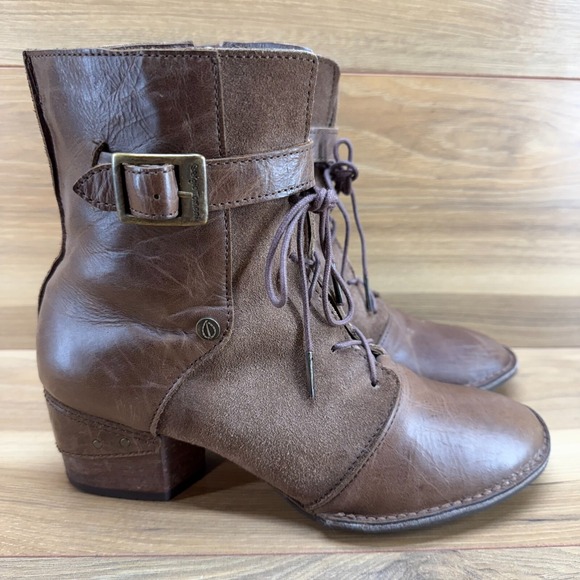 Sergio Tomani Womens Boots 9 9.5 EU 40 Brown Leather Lace Up Block Heel - Picture 5 of 11